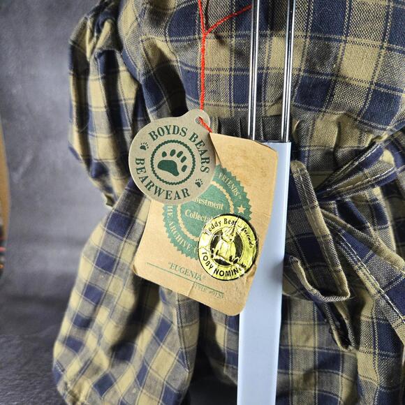 Boyds Bears Eugenia #9195 Plush Teddy Bear with Plaid‎ Dress & Bow Collectible - Picture 4 of 6